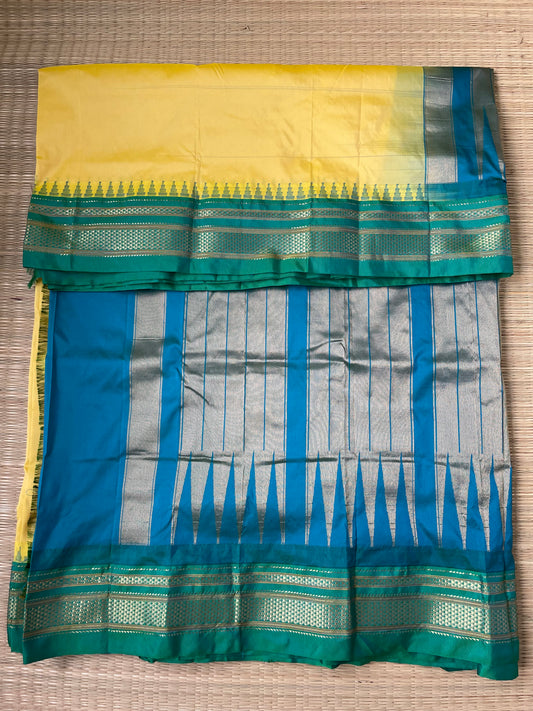 Yellow Ilkal Semi Silk Saree