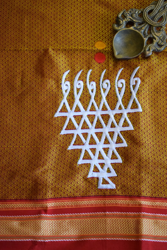 Honey Brown Khun Embroidery Blouse Piece