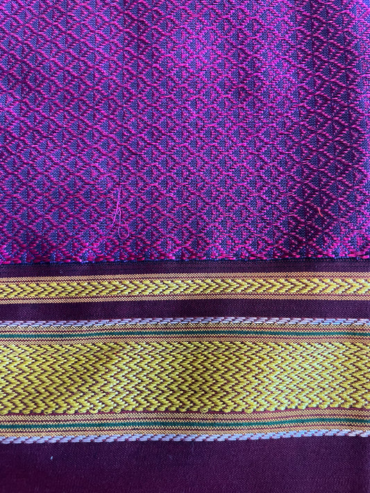 Wine Khun Embroidery Blouse Piece