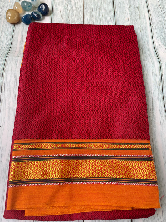 Bright Red Khun Blouse Piece