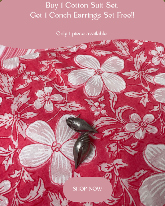 Kanakambara - Buy Cotton Suit Set & Get Oxidised Earrings Free