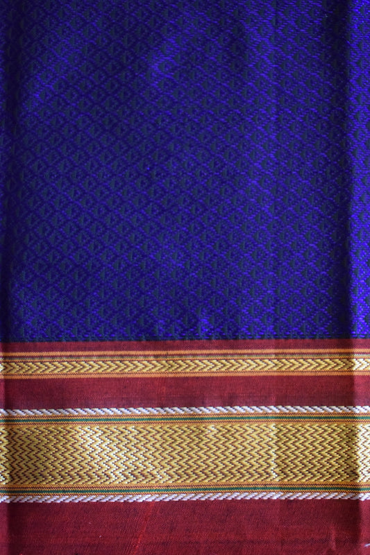 Navy Blue Khun Embroidery Blouse Piece