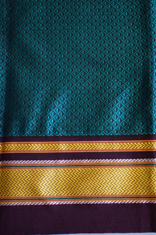 Peacock Green Khun Embroidery Blouse Piece