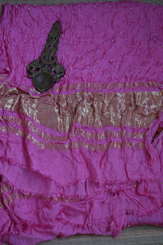 Pink Modal Silk Bandhani Dupatta