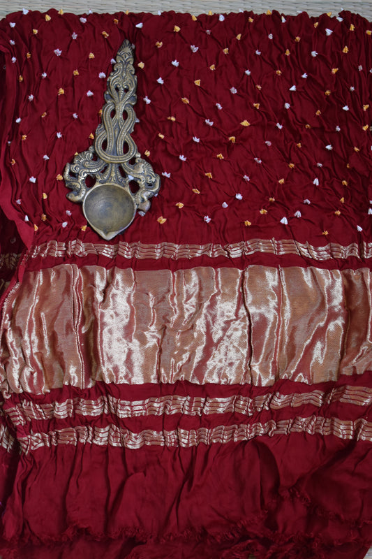 Red Modal Silk Bandhani Dupatta