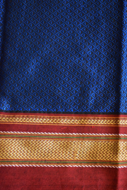 Royal Blue Khun Embroidery Blouse Piece