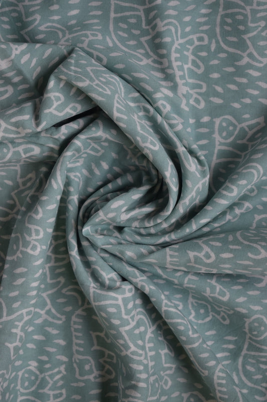 Sea Foam Block Printed Fabric