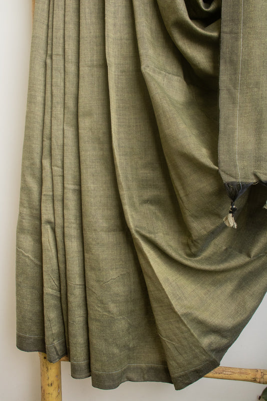 Peanut Brown Plain Cotton Saree