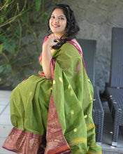 Load image into Gallery viewer, Green Kanchi Cotton Saree
