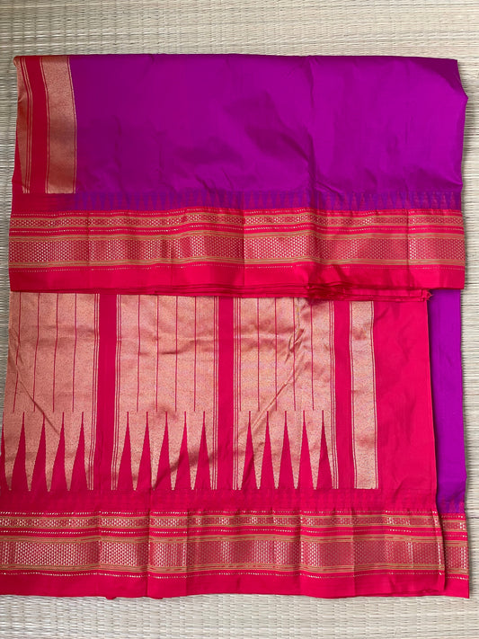 Pink Ilkal Semi Silk Saree
