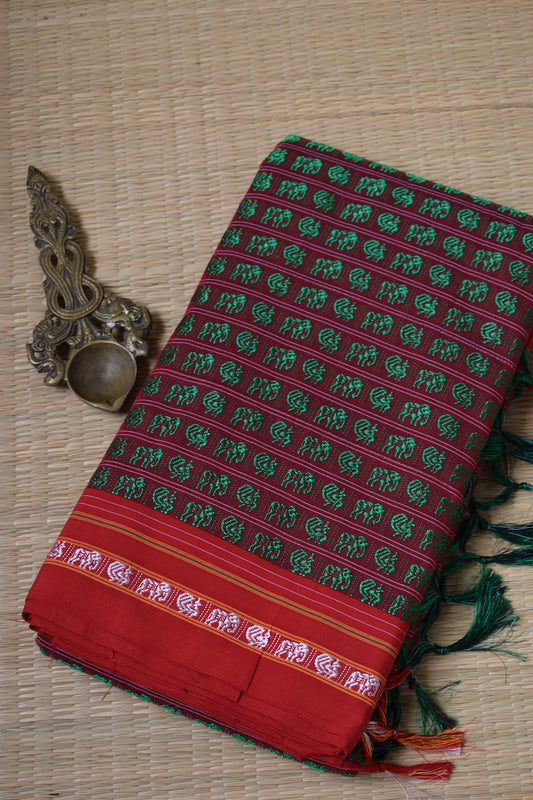 Green Dual Shade Hathi Mor Khun Saree