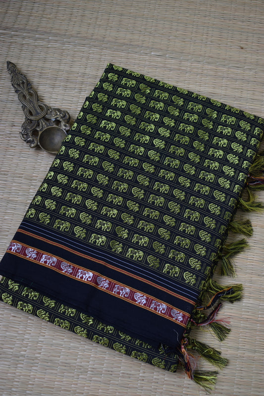 Green Hathi Mor Khun Saree