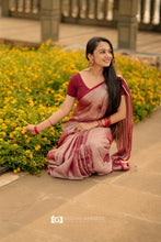 Load image into Gallery viewer, Mauve and Silver Tissue Cotton Saree
