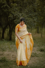 Load image into Gallery viewer, Lemon Yellow Semi Organza Chikankari Benarasi Saree
