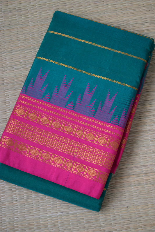Peacock Green Ilkal Blended Silk Saree