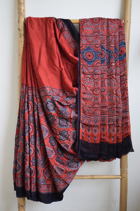 Red Modal Silk Half and Half Saree