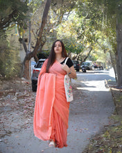 Load image into Gallery viewer, Coral Plain Cotton Saree
