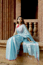Load image into Gallery viewer, Sky Blue Tissue Cotton Saree
