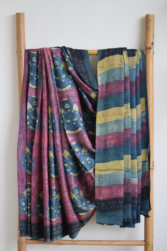 Mauve Pomegranate Peel Print Modal Silk Saree