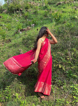 Load image into Gallery viewer, Rani Pink Benarasi Silk Linen Saree
