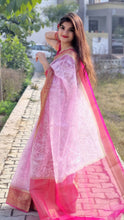 Load image into Gallery viewer, Baby Pink Semi Organza Chikankari Benarasi Saree
