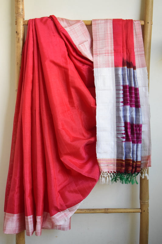 Burgundy Ilkal Viscose Saree with Chikki Paras Border