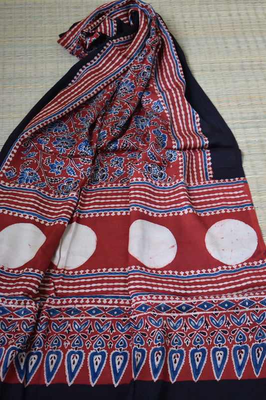 Red Modal Silk Ajrakh Dupatta