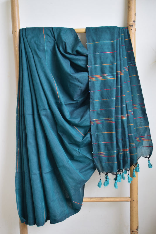 Peacock Green Khesh Cotton Saree