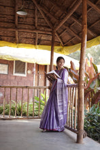 Load image into Gallery viewer, Lavender &amp; Silver Tissue Cotton Saree
