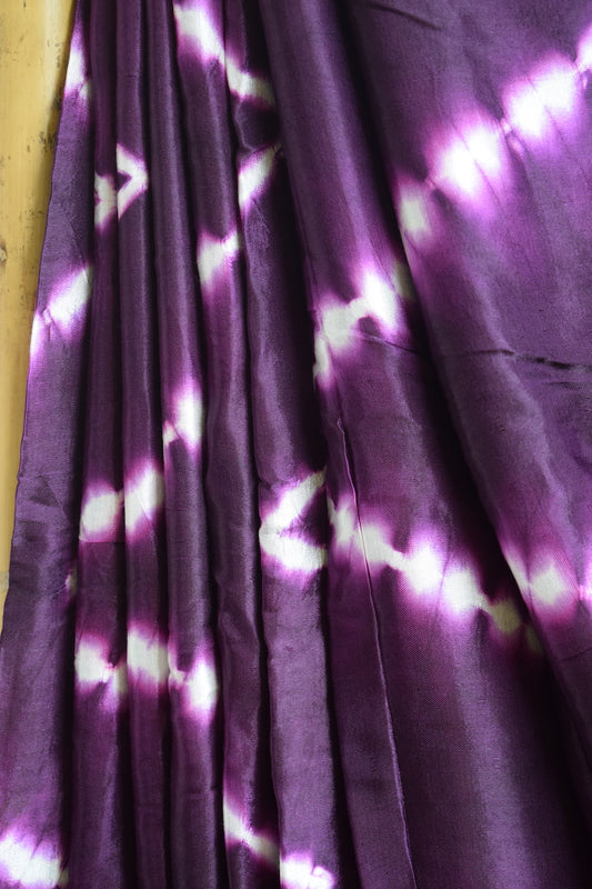 Dark Purple Lehariya Modal Silk Shibori Saree
