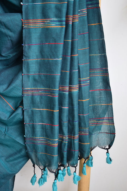 Peacock Green Khesh Cotton Saree