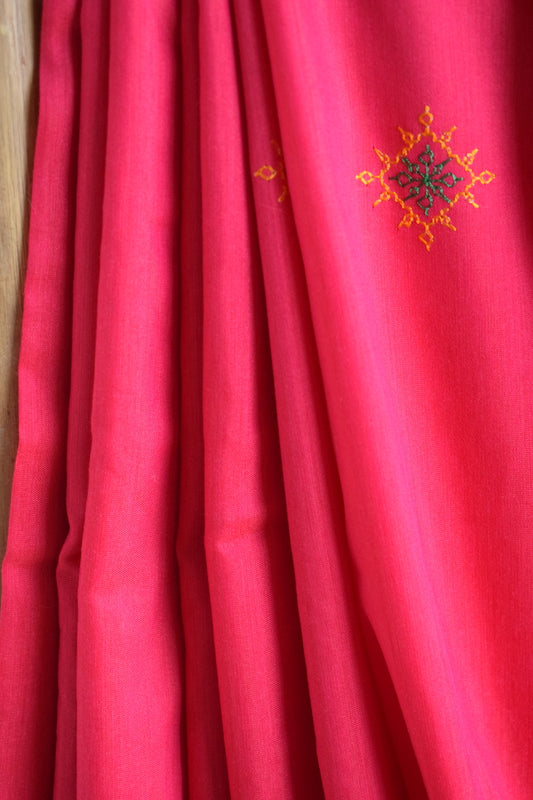 Bubblegum Pink Cotton Silk Kasuti Saree