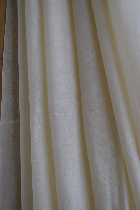 Off White Mul Cotton Saree with tassels