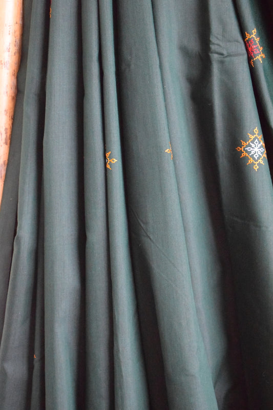 Green Cotton Silk Kasuti Saree