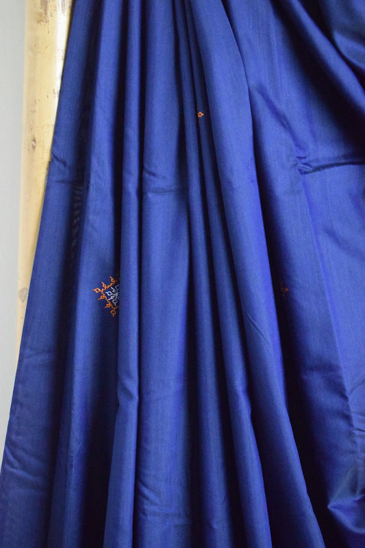Navy Blue Cotton Silk Kasuti Saree