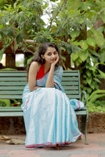 Load image into Gallery viewer, Sky Blue Tissue Cotton Saree
