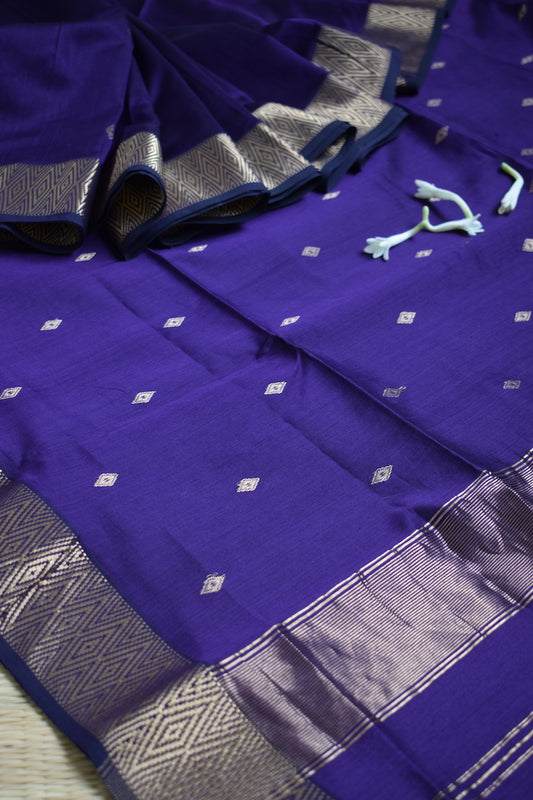 Purple Maheshwari Silk Cotton Saree