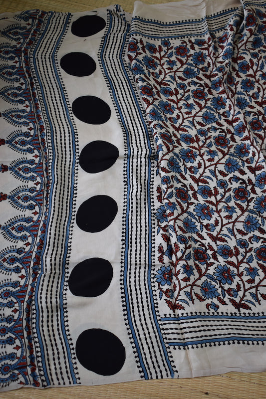 White Modal Silk Ajrakh Dupatta