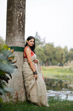 Load image into Gallery viewer, Khaki Linen Saree
