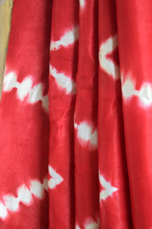 Red Lehariya Modal Silk Shibori Saree