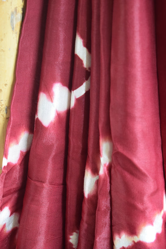 Maroon Lehariya Modal Silk Shibori Saree