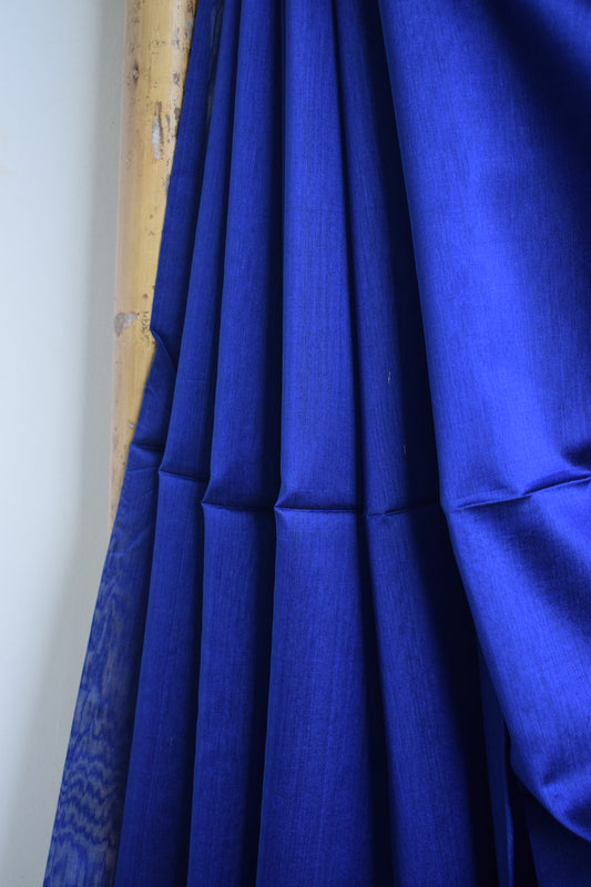 Royal Blue Maheshwari Silk Cotton Saree with Gicha Pallu