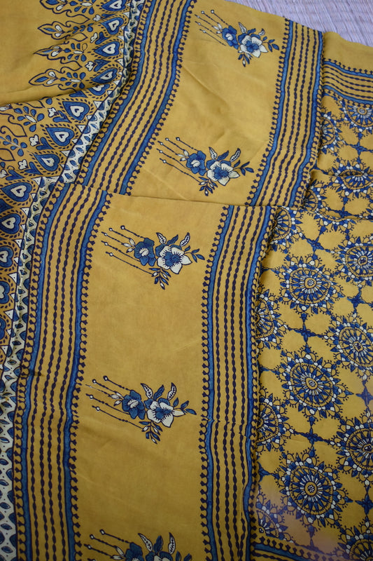 Yellow Modal Silk Ajrakh Dupatta