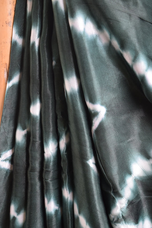 Bottle Green Lehariya Modal Silk Shibori Saree