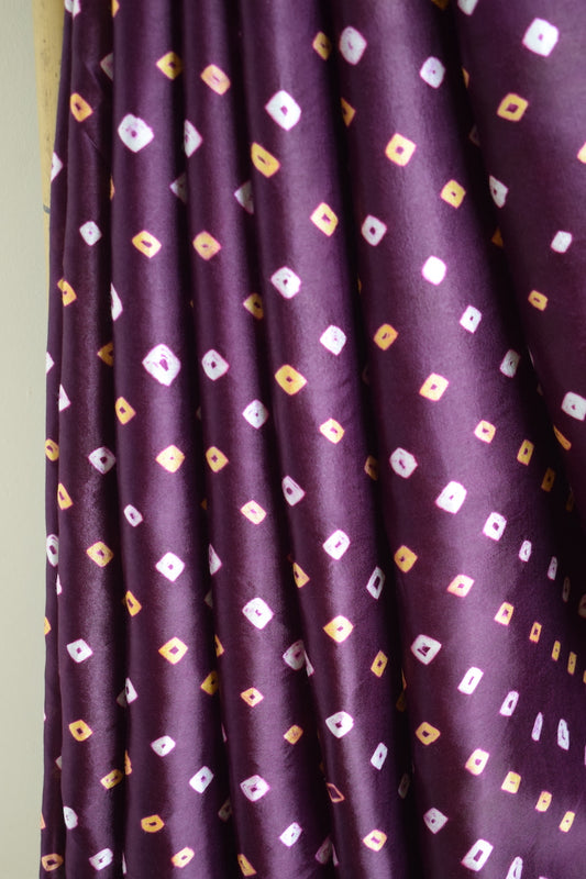 Plum Modal Silk Bandhani Saree