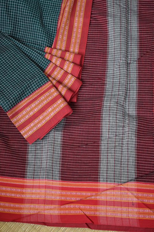 Green Pattada Anchu Cotton Saree with Gomedadi Border