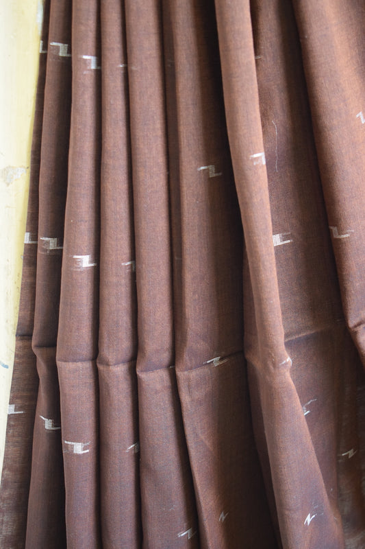 Chocolate Brown Cotton Saree