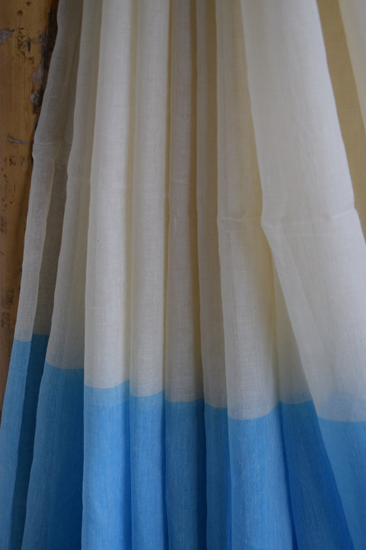 White Mul Cotton Saree with tassels