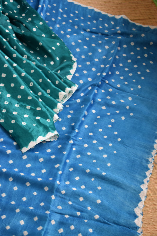 Turoquise Modal Silk Bandhani Saree