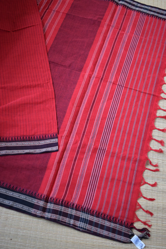 Red Begumpuri Handloom Saree